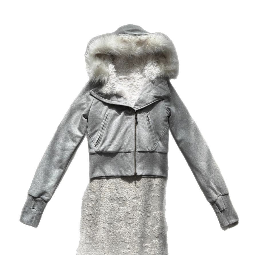 Women's Hooded Fur Collar Plush Liner Slimming Sweaters