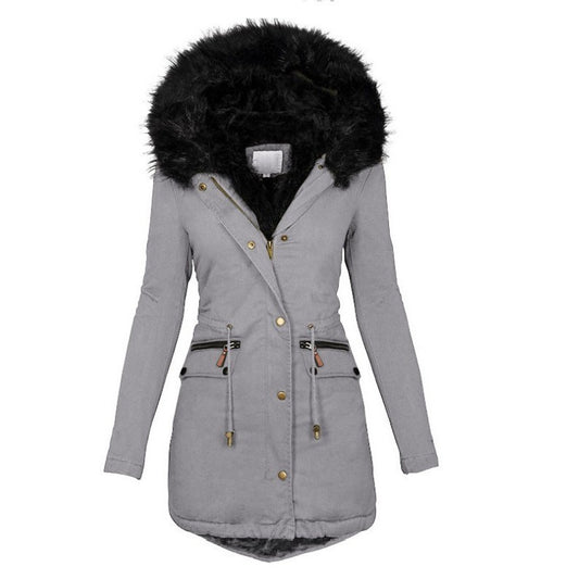 Women's Mid-length Cotton Clothes Loose Parka Fleece-lined Coats