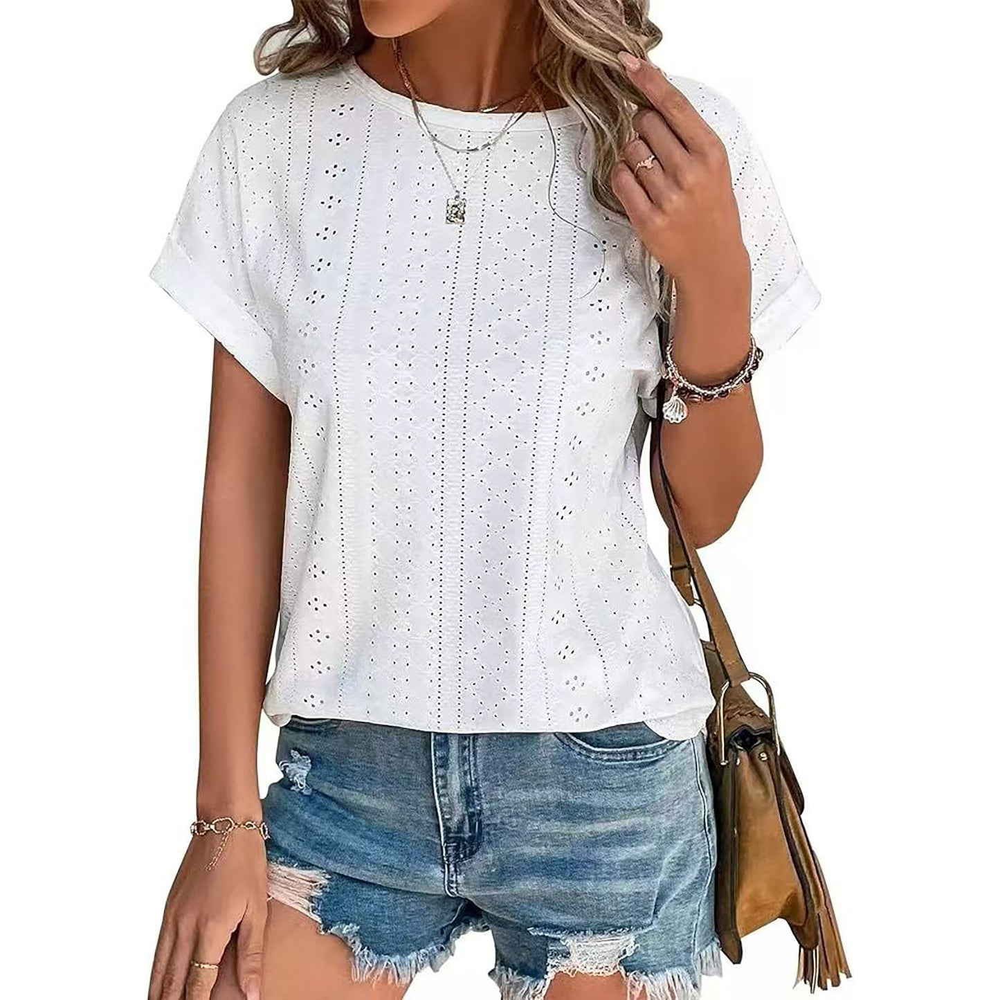 Women's Solid Color Round Neck Loose Sleeve Women's T-shirt