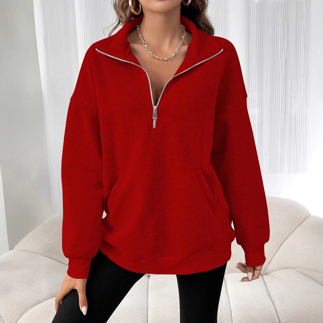 Women's Sexy Design Lapel Pocket Loose Long Sleeve Tops