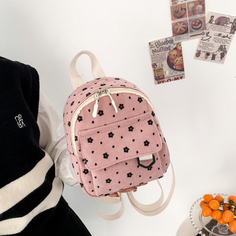Unique Durable Corduroy Cute Female Soft Backpacks