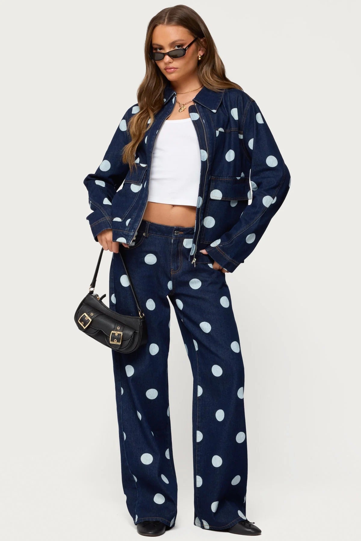 Women's Casual Cool Dark Polka Dot Jeans