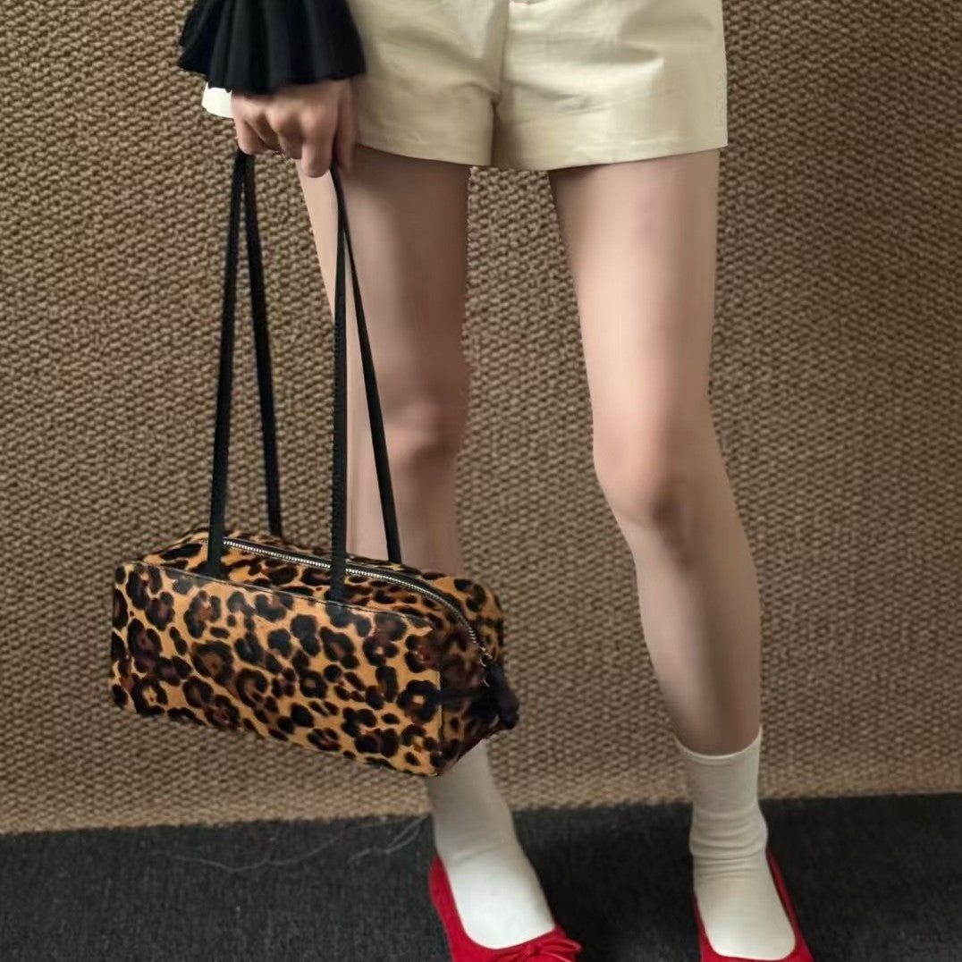 Leopard Print High-grade Portable Underarm Large Capacity Small Square Bags