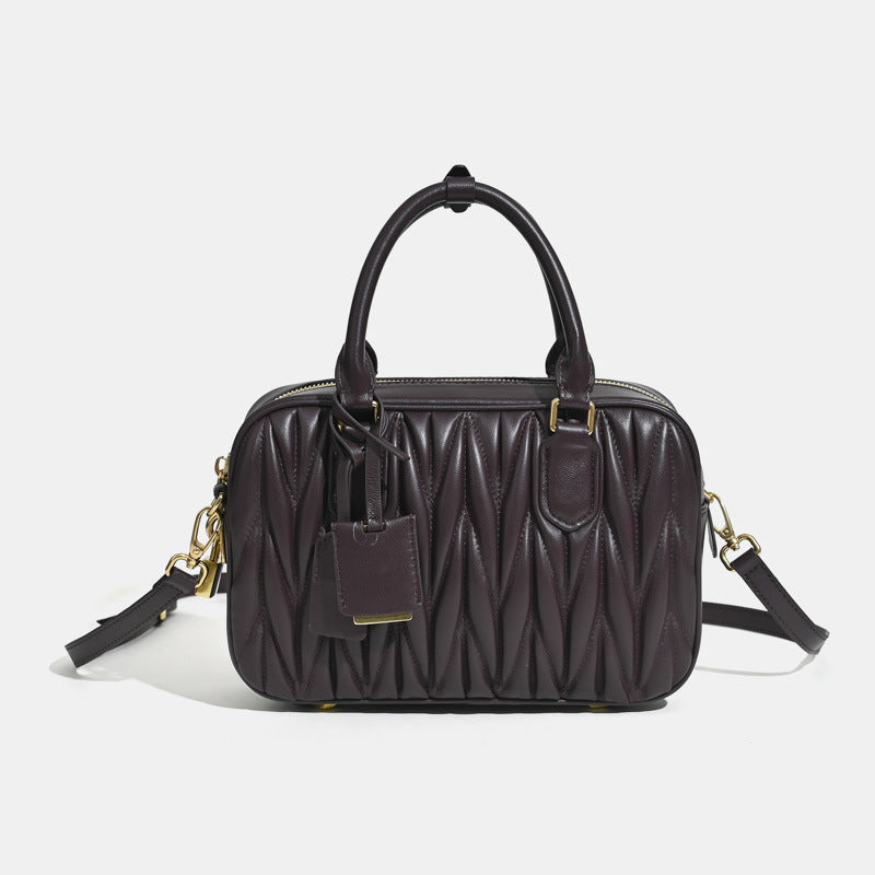 Women's Pleated Bowling Niche High-grade Boston Portable Handbags