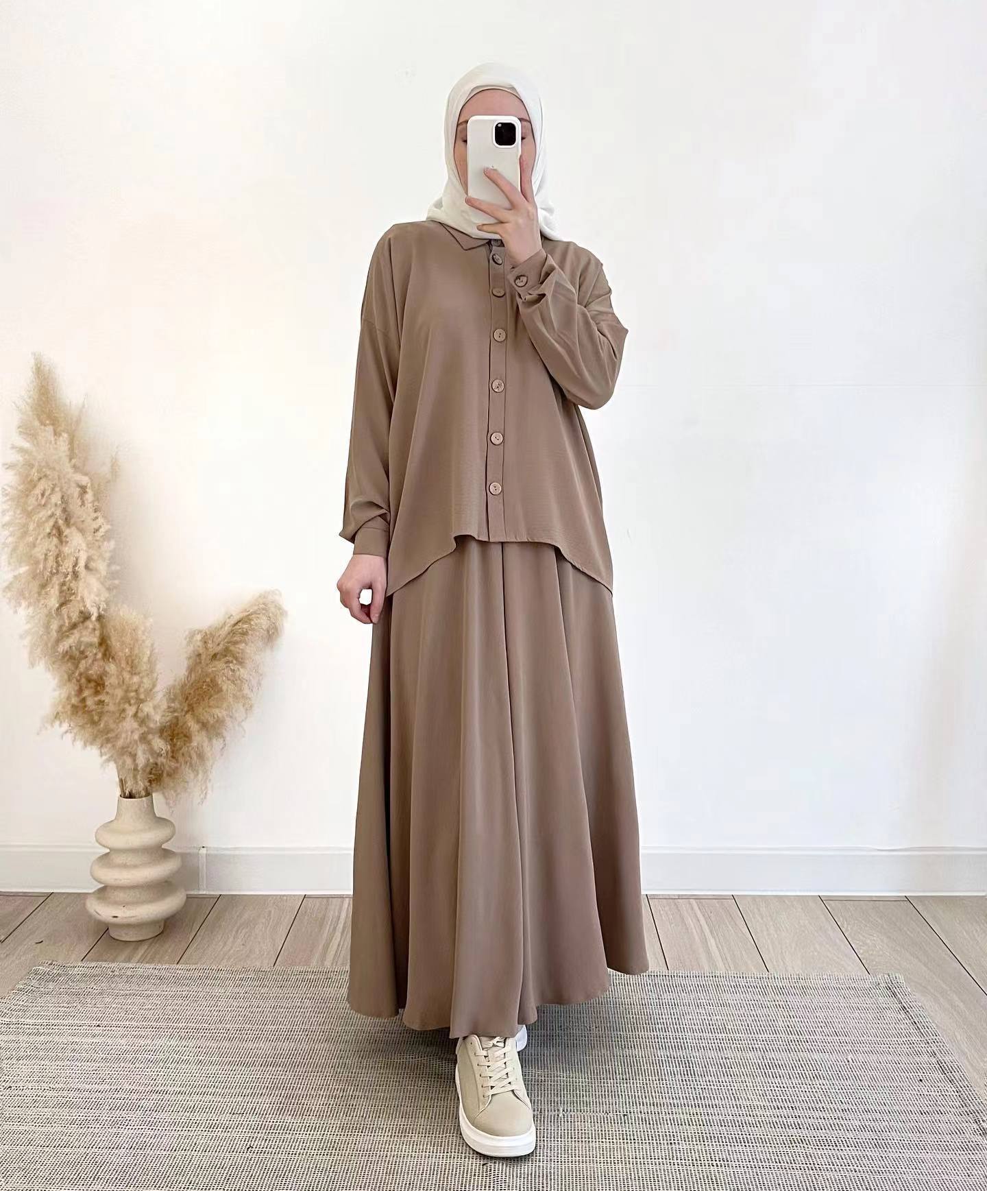 Women's Spring Muslim Loose Long Sleeve Shirt Suits