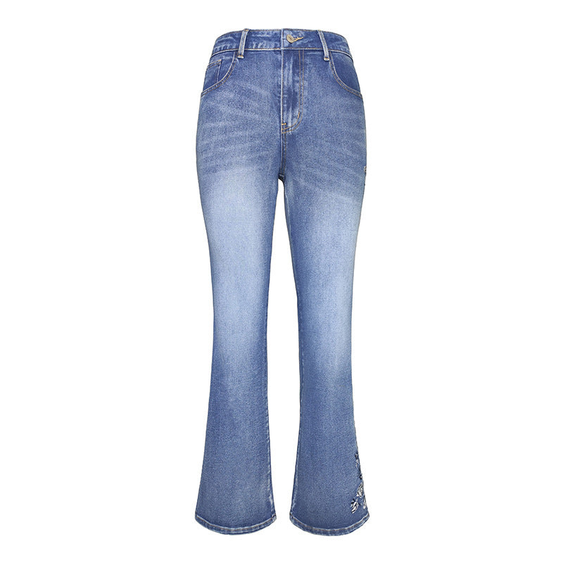 Women's Retro High-waisted Trousers Embroidered Figure Flattering Pants
