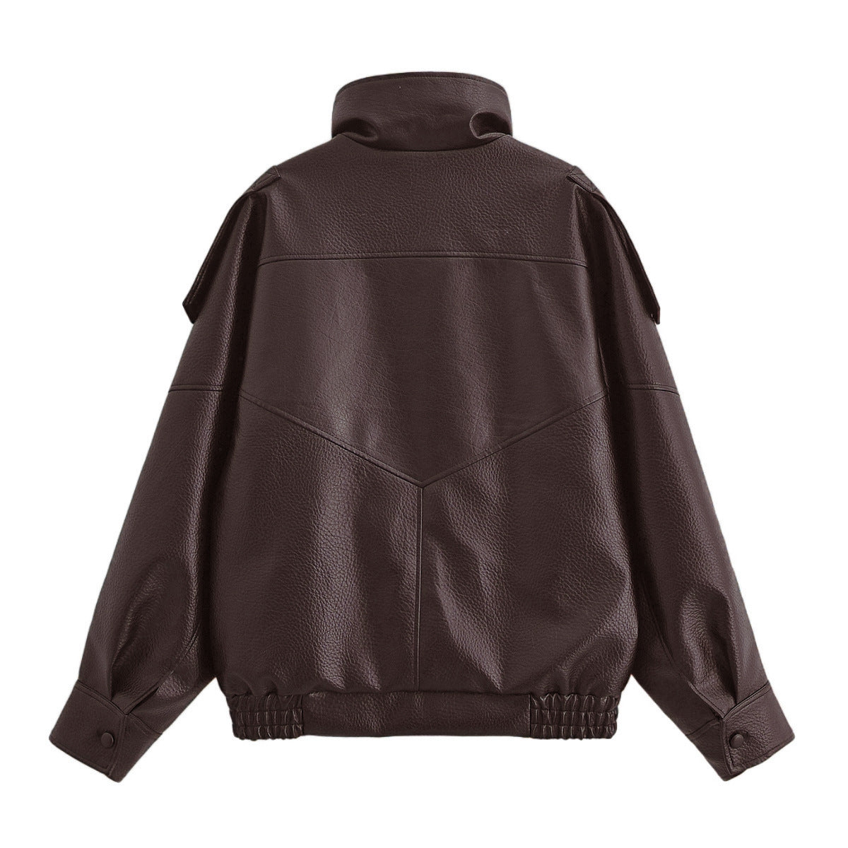 Women's Street Fashion Litchi Pattern Imitation Leather Jackets