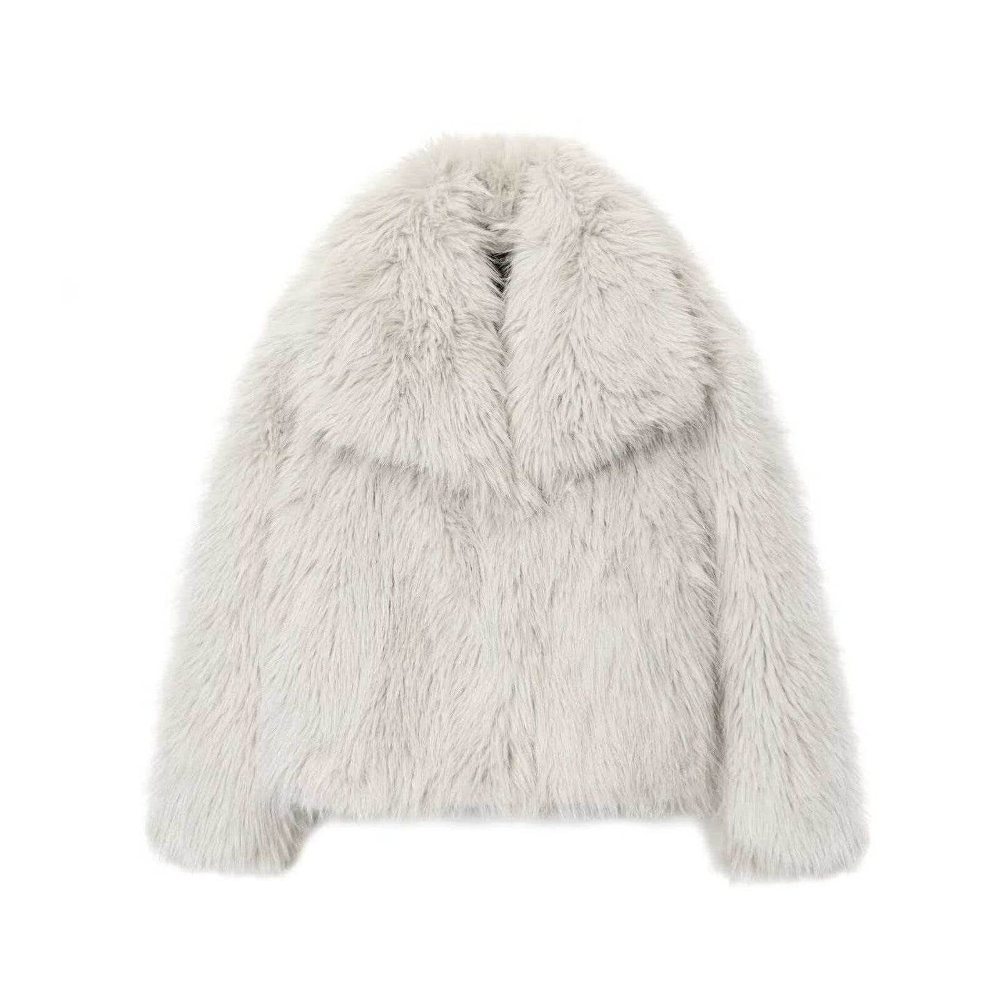 Women's Graceful Fluffy Dyed Pointed Lapel Furry Coats