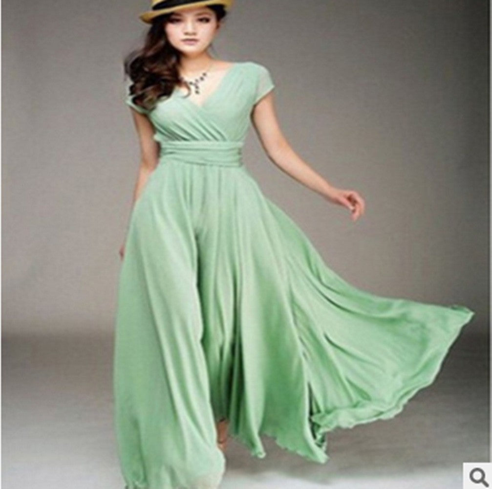 Sleeve Bohemian Chiffon Waist Dress Gown Dresses