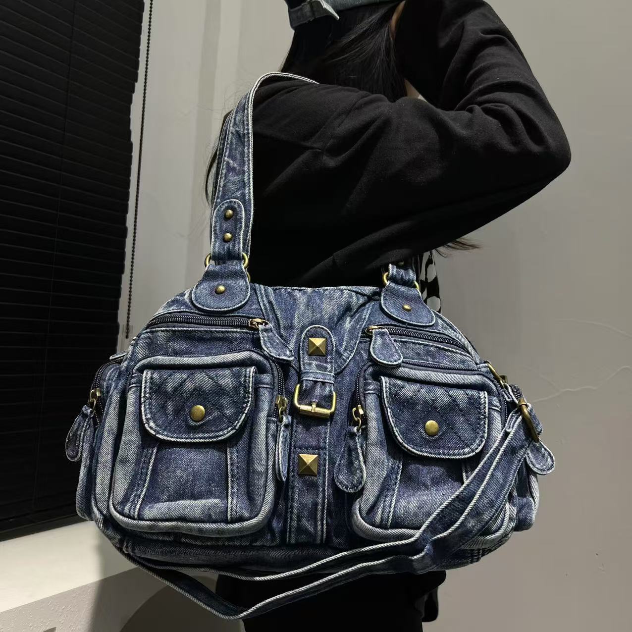 Classy Women's Fashion Denim Washed Distressed Bags