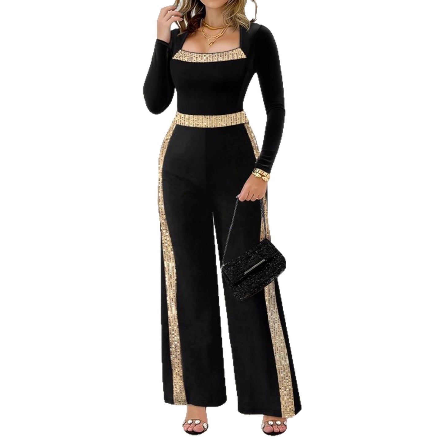 Autumn Fashion Commuter Trim Contrast Color Jumpsuits