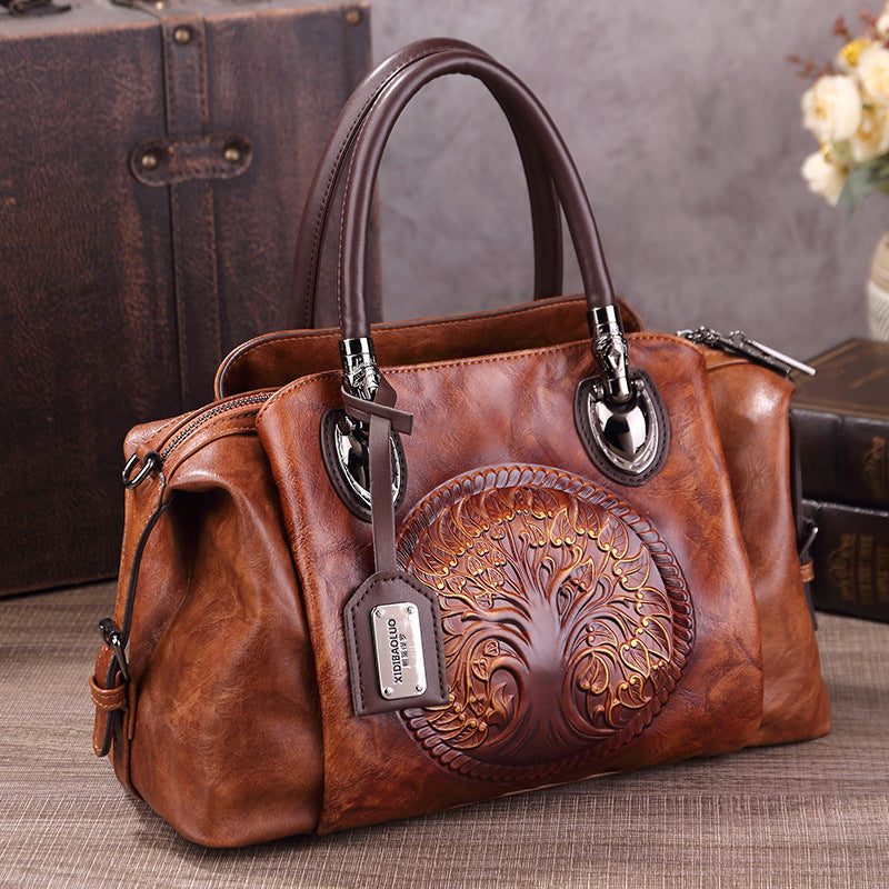 Women's Style Retro Fashion Embossing Gradient Brush Color Bags