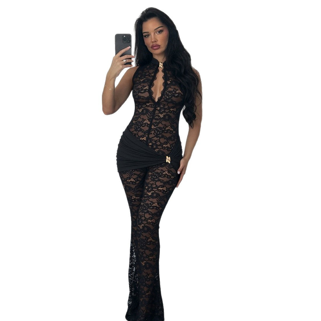 Women's Style Sexy Cutout Sleeveless Pleated Slim Clothing