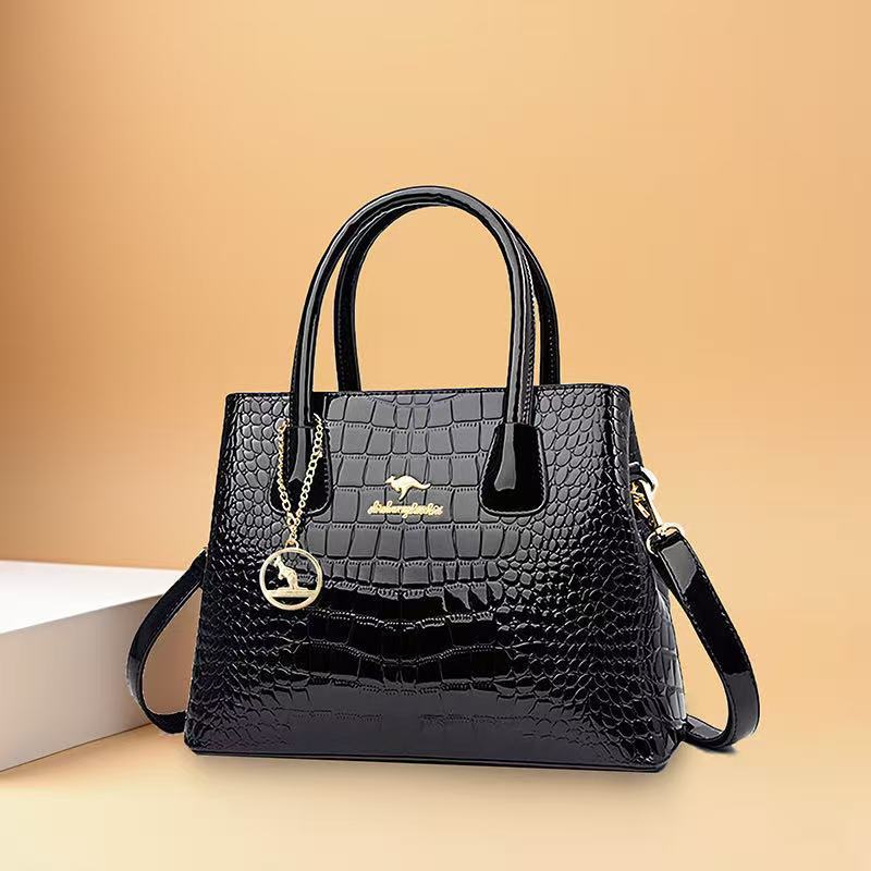 Classic Women's Kangaroo Patent Leather Glossy Handbags