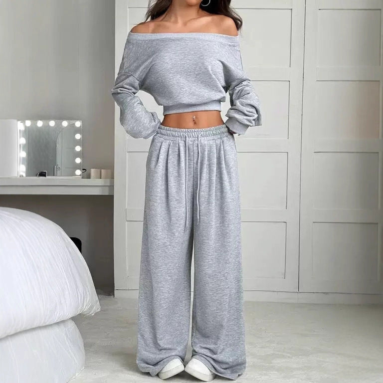 Women's Fashion Shoulder Casual Navel Solid Color Suits