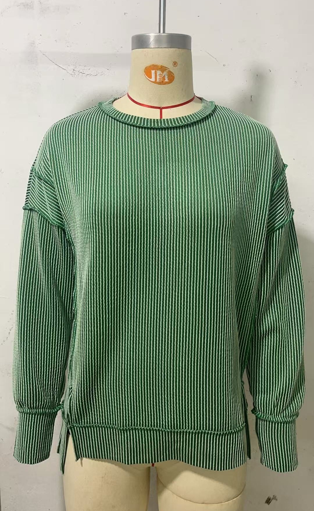 Women's Twist Strip Split Long Sleeve Loose Women's Sweater, Sweater