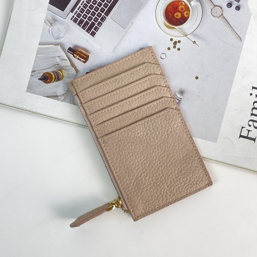 Women's Fashion Minimalist Style Korean First Layer Cowhide Document Card Holder
