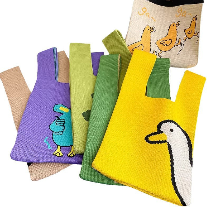 Women's Cute Cartoon Style Knitted Woven Holiday Handbags