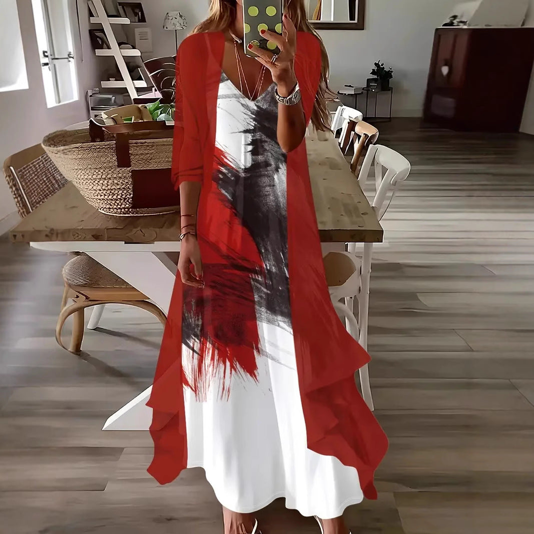 Summer Long Sleeve Loose Floral Totem Dress