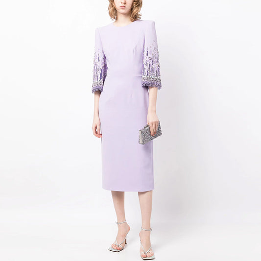 Stylish Unique Classy Fashion Bead Mid-length Dress