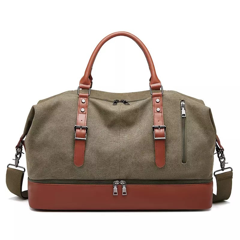 Fashion Leather Large Capacity Vintage Canvas Travel Bags