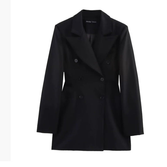Women's Silk Satin Ladies Padded Shoulder Long Coats
