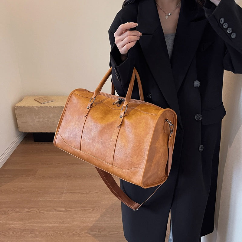 Women's Popular Leather Vintage Lightweight Short-distance Travel Bags