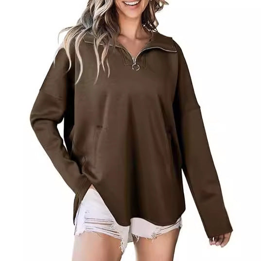 Women's Fashion Street Solid Color Loose Lapels Women's Sweater, Sweater