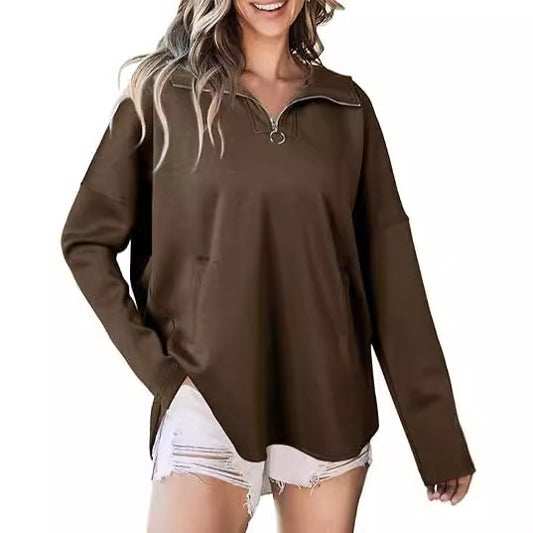 Women's Fashion Street Solid Color Loose Lapels Women's Sweater, Sweater