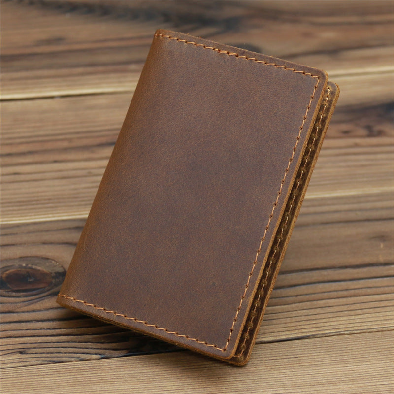 Men's Driving License Clip Genuine Leather Crazy Card Holder