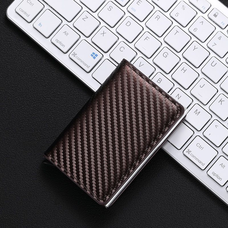 Men's Carbon Fiber Swiping Automatic Pop-up Credit Card Holder