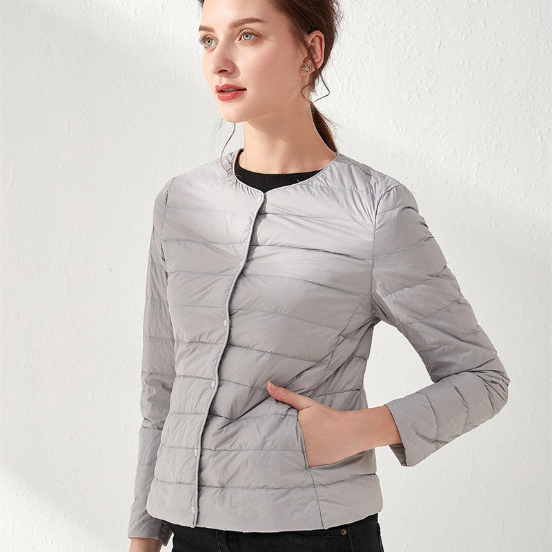 Women's Neck Slim Fit Large Collarless Long Jackets