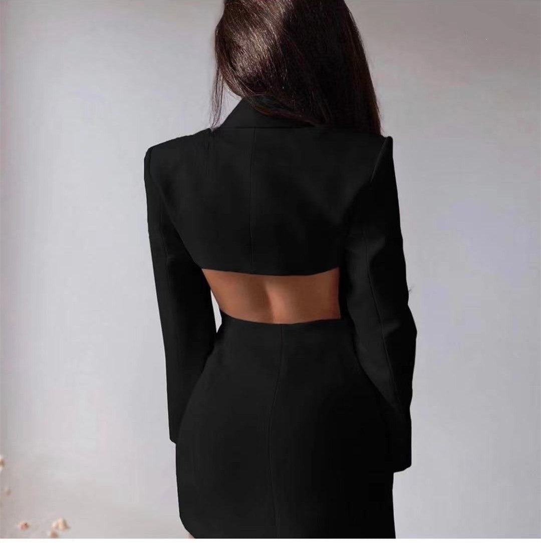 Glamorous Autumn Commuter Backless Double Breasted Blazers