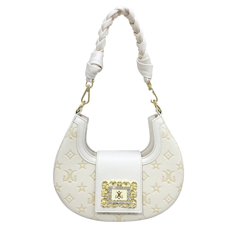 Twist Weave Crescent Autumn Niche Printed Armpit Bags