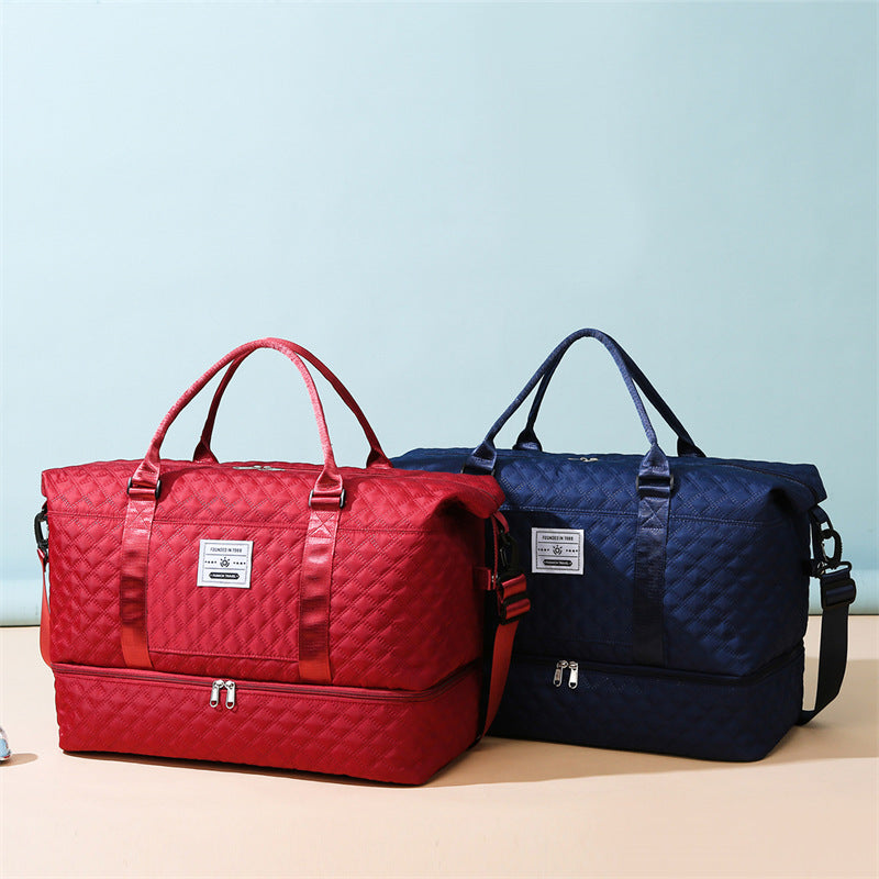 Short-distance Rhombus Dry Wet Separation Yoga Fitness Large Capacity Travel Bags