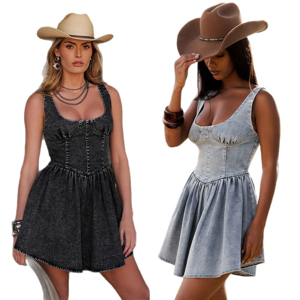 Western Denim Summer Wind Street Hipster Tight Stretch Dresses