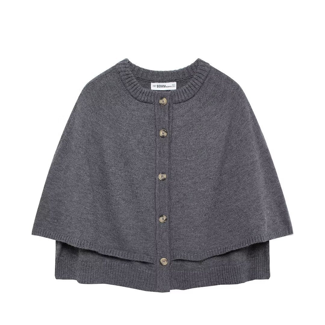 Women's Autumn Fashionable Cape Design Round Neck Coats