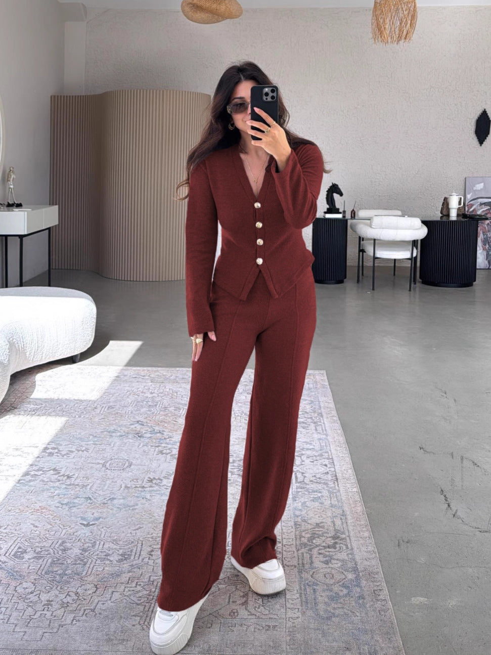 Women's Casual Button Trousers Fashion Wear Suits