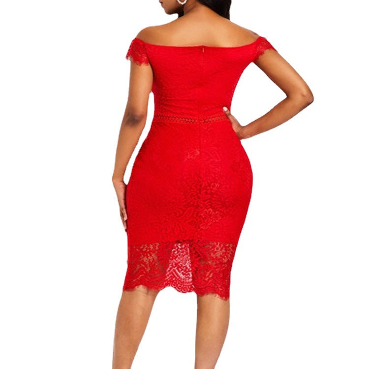 Sleeve Sexy Medium Long Sheath Lace Dress