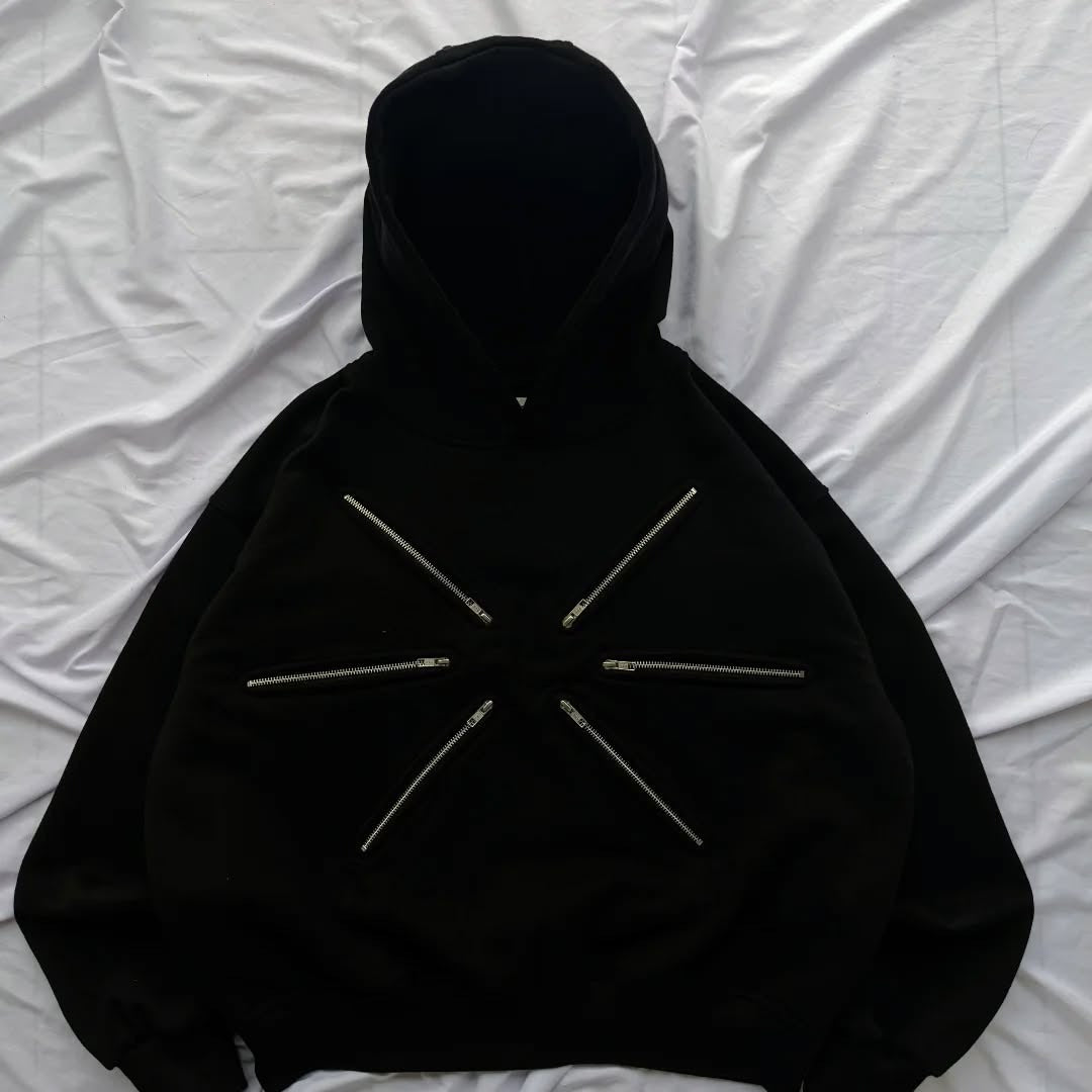 Women's & Men's Zipper Design Devil's Eye Stitching Dark Sweaters