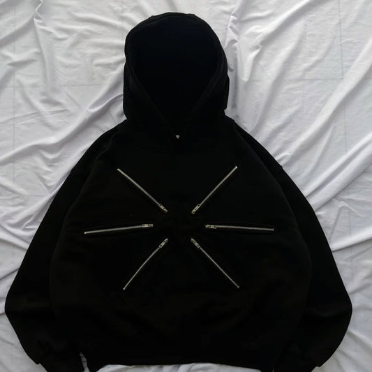 Women's & Men's Zipper Design Devil's Eye Stitching Dark Sweaters