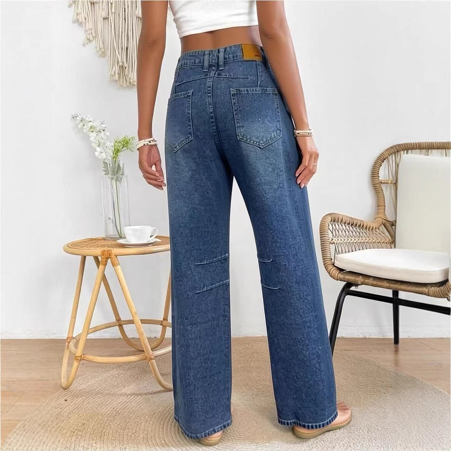 Women's Source Casual Fashion Wash Loose Mid Jeans