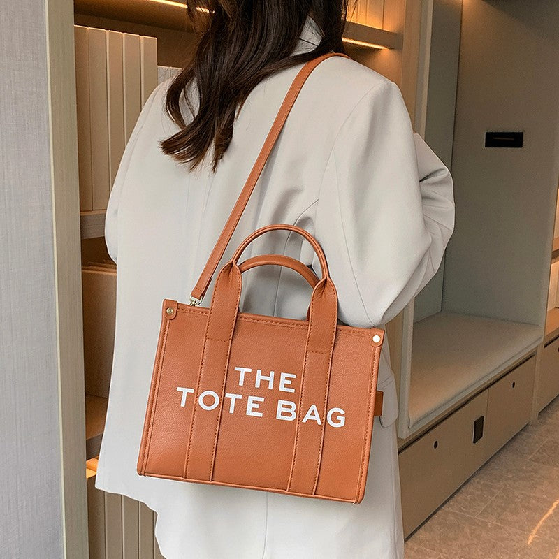 Women's Trendy Solid Color Letter Large Capacity Shoulder Bags