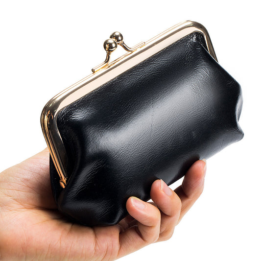 Women's Retro Expanding Leather Mini Clip Oil Card Holder