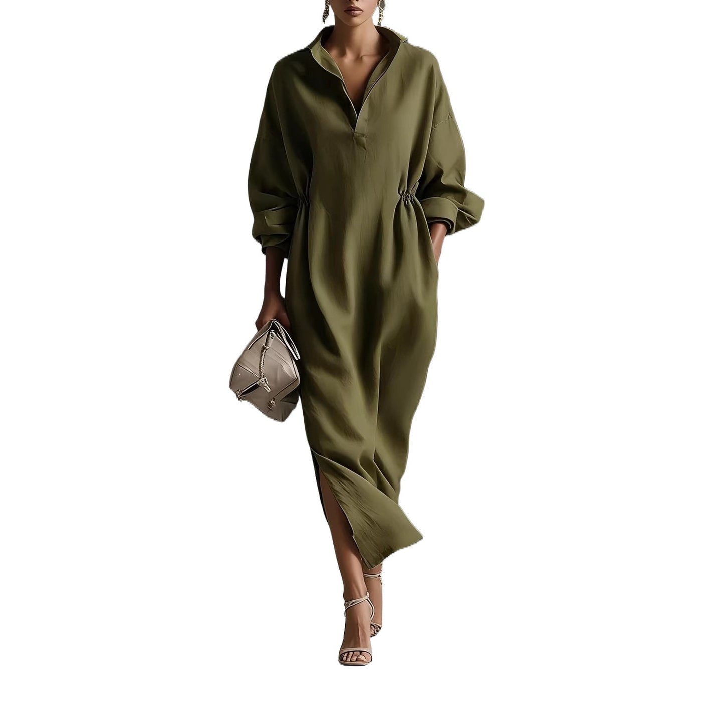 Women's Sleeve Lapel Casual Fashion French Style Elegant Dress