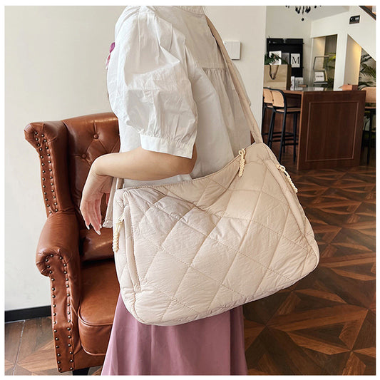 Women's Nylon Down Korean Rhombus Lightweight Large Bags