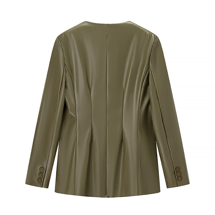 Women's Z Fashion Temperament Long Sleeve Leather Jackets
