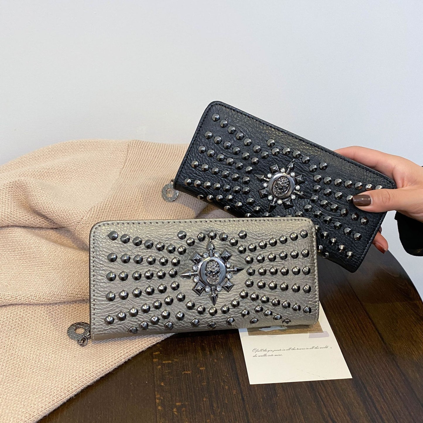 Stylish Elegant Punk Skull Long Clutch Ladies Wallets