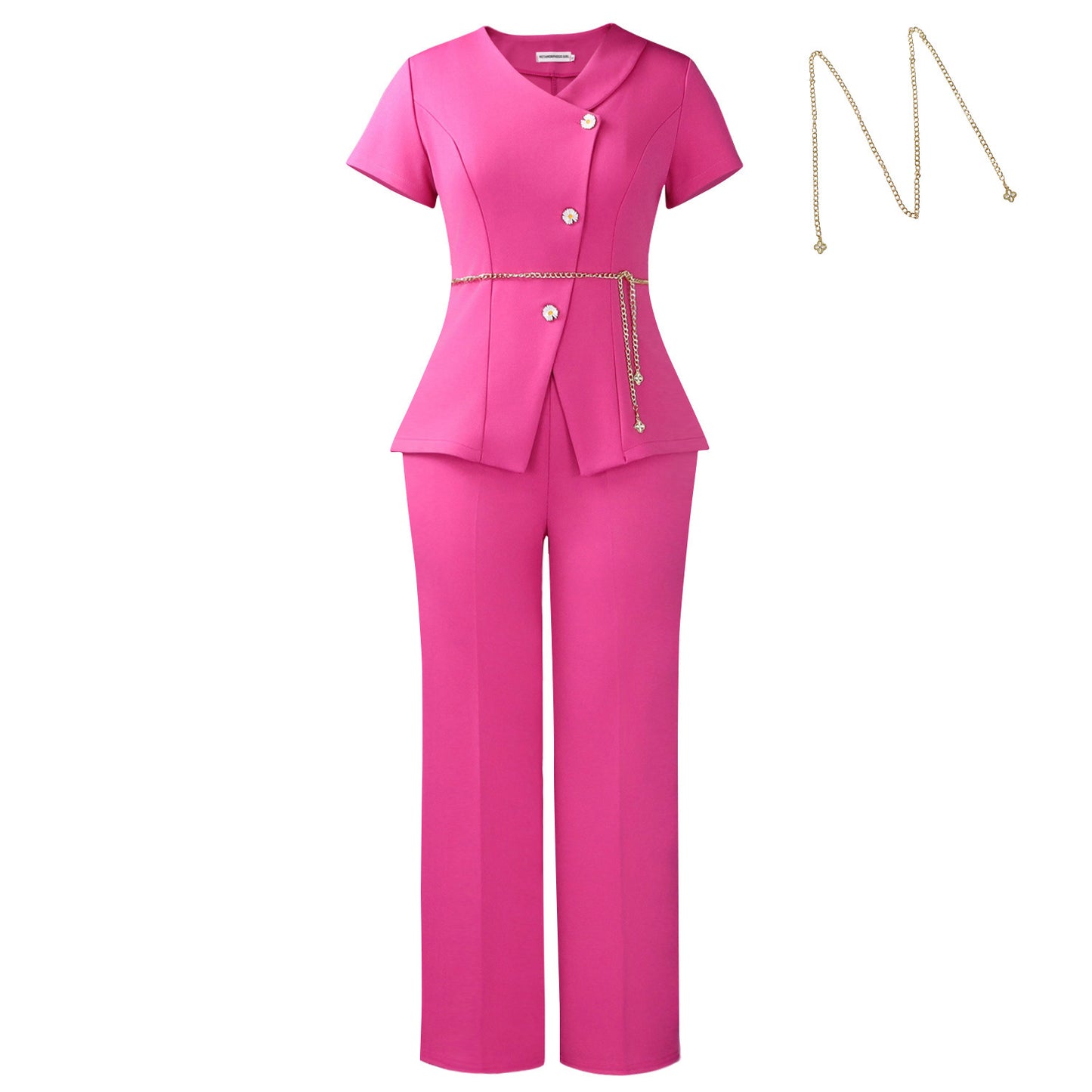 Women's Summer Elegant Button Short-sleeved Two-piece African Fashion Casual Suit