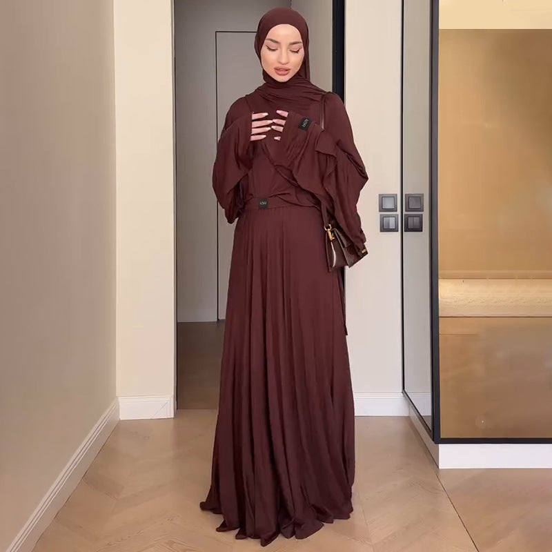 Women's Spring Solid Color Long-sleeved Pleated Dress Suits